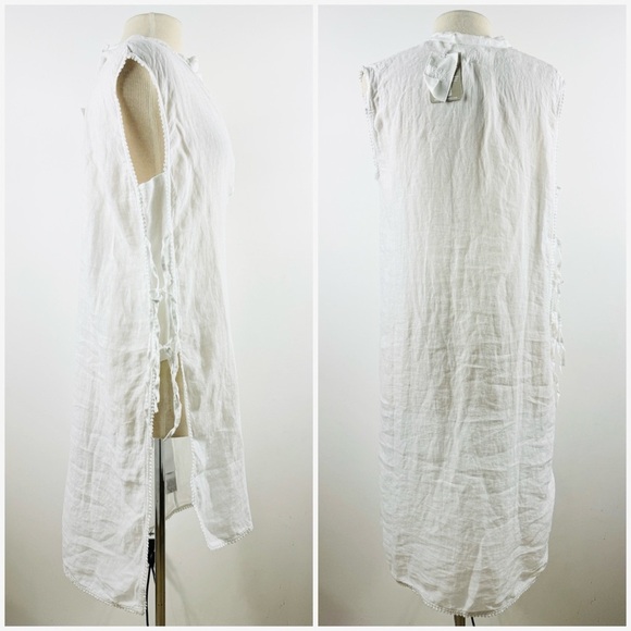 120% lino white sleeveless tunic dress - Picture 3 of 8